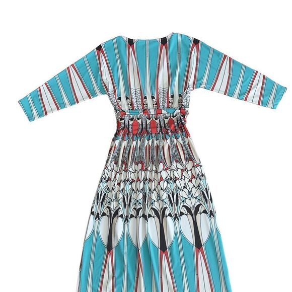 Boston Proper Multicolored Print Side Slits Maxi Dress Size 0 - Picture 4 of 16